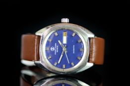 GENTLEMENS FAVRE LEUBA DUOMATIC WRISTWATCH, circular blue dial with hour markers, date at 3 0'clock,