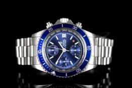 GENTLEMANS ZODIAC CHRONOGRAPH 406.24.36,round black dial with blue rotating bezel, illuminated hands