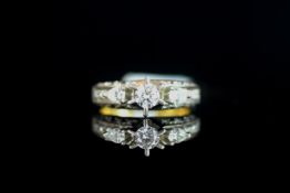 18K THREE STONE DIAMOND RING, estimated total weight stones 0.50ct, total weight 5.47 grams, stamped