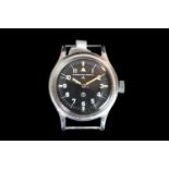 GENTLEMANS VINTAGE IWC MILITARY WATCH, HEAD ONLY ,6B/349196/52.round,black dial illuminated hands,