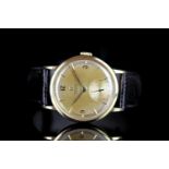 GENTLEMENS OMEGA CHRONOMETRE 18CT GOLD WRISTWATCH CIRCA 1944, circular patina gold dial with faceted