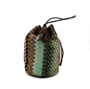 Missoni bag made in Italy, Multicolour needlework, with small brown handle at the top, (48cm