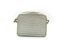 Gucci white crocodile bag, with gold hardware and small leather shoulder strap, 21cm x 17cm x 9cm.