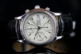GENTLEMEN'S ORIS CHRONOGRAPH SA 7433B, round, silver dial and hands, silver markers, date aperture