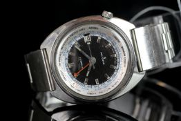 GENTLEMEN'S SEIKO AUTOMATIC WORLD TIME GMT DATE WRISTWATCH REF. 6117-6400, circular grey dial with