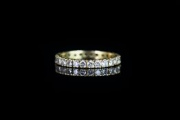 18CT FULL DIAMOND ETERNITY RING, not hallmarked, estimated total 0.50ct, total weight 1.56 gms ,