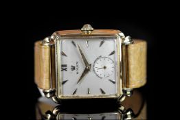 GENTLEMEN'S 18CT VINTAGE ROLEX 8094, square, silver dial with gold hands, gold markers, 26mm gold