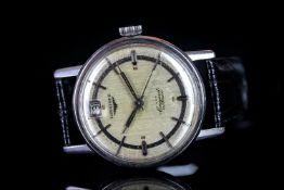 GENTLEMEN'S LONGINES CONQUEST AUTOMATIC DATE WRISTWATCH REF. 9024, circular patina linen dial with