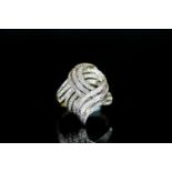 9CT PAVE DIAMOND SWIRL RING , ESTIMATED TOTAL WEIGHT 1.00CT,total weight 7.34gms, size UK-T, US-9.