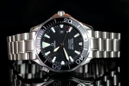 GENTLEMEN'S OMEGA SEAMASTER PROFESSIONAL DIVER WRISTWATCH, circular black wave dial with luminous