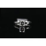 Square cut diamond solitaire ring, 1 square cut diamond totalling approximately 1.00ct, 4 claw