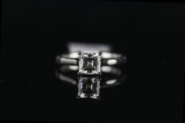 Square cut diamond solitaire ring, 1 square cut diamond totalling approximately 1.00ct, 4 claw