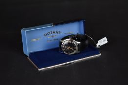 GENTLEMEN'S ROTARY SUPER 41 DATE AUTOMATIC WRISTWATCH W/ BOX, circular black gloss dial with