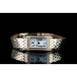 STUNNING LADIES 18K ROSE GOLD DIAMOND SET CARTIER WRISTWATCH,diamond set case, oblong, textured dial