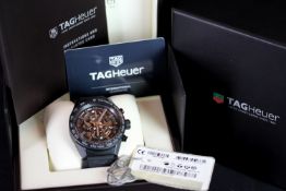 GENTLEMANS TAG HEUER SKELETON CARRERA CHRONOGRAPH,CAR2A91, round, black dial with silver hands,
