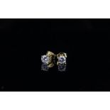 Pair of diamond stud earrings, brilliant cut diamonds, estimated weights 0.38/0.39ct (0.77ct total),