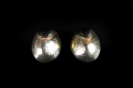 Vaubel, New York designer clip on earrings, 21x18mm domes, hammered finish, 18ct gold plated silver,