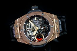 GENTLEMEN'S HUBLOT BIG BANG TOURBILLON 18CT ROSE GOLD & TITANIUM WRISTWATCH W/ CARD REF. 405.0X.