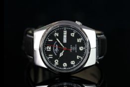 GENTLEMEN'S WEST END WATCH CO 4457, round, black dial with illuminated hands, arabic markers. day-