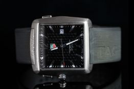 GENTLEMEN'S TAG HEUER PROFESSIONAL GOLF DATE WRISTWATCH, square two tone textured black dial with