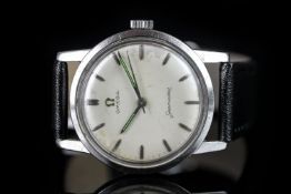 GENTLEMEN'S OMEGA SEAMASTER WRISTWATCH CIRCA 1961 REF. 14759, circular patina white dial with silver