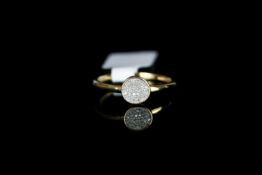9CT PAVE SET DRESS RING, total weight 1.08gms,size L.