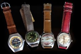 GROUP OF 4 WATCH INCL TITUS NIRVA, all watches working except of titus on red leather strap.