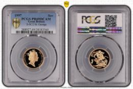 GREAT BRITAIN. Elizabeth II, 1952-. Sovereign, 1997, The Royal Mint, Proof. 7.99 g. S-SC2; KM-943.