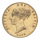 GREAT BRITAIN. Victoria, 1837-1901. Half-Sovereign, 1848/7, London, 8 over 7. 3.99 g. Fr-389b; KM-