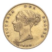 GREAT BRITAIN. Victoria, 1837-1901. Half-Sovereign, 1842, London, 3.99 g. Fr-389b; KM-735.1; Marsh-