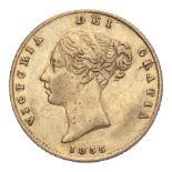 GREAT BRITAIN. Victoria, 1837-1901. Half-Sovereign, 1855, London, 3.99 g. Fr-389b; KM-735.1; Marsh-