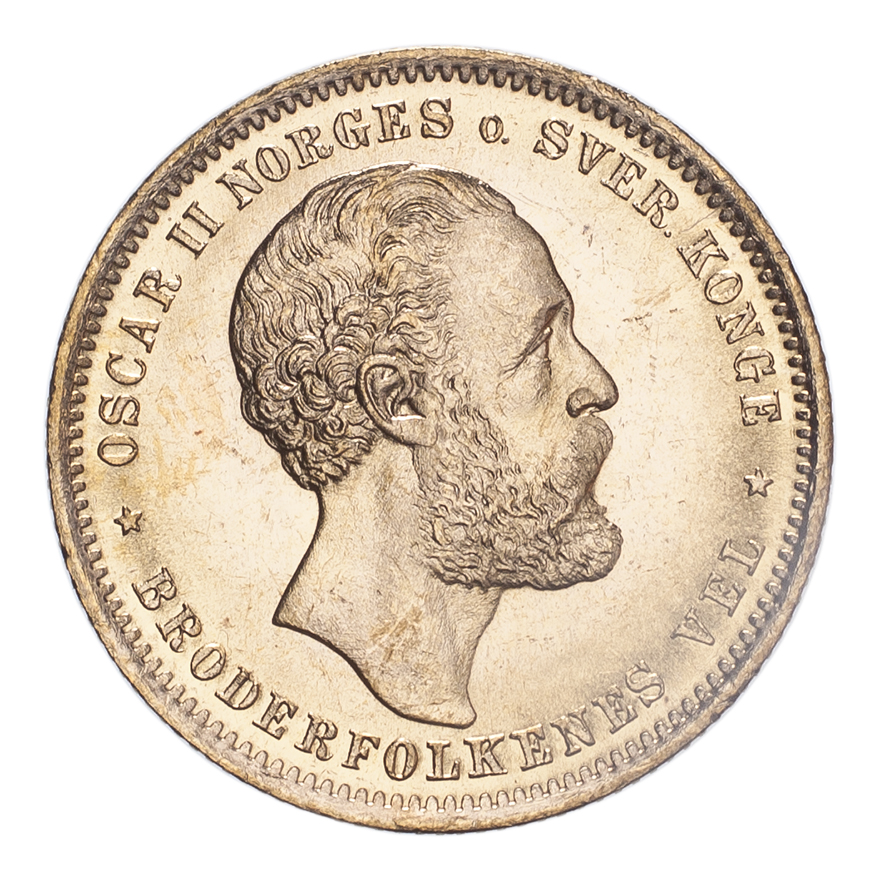 NORWAY. Oscar II. 20 Kroner, 1902, Kongsberg, 8.96 g. KM 355. Choice uncirculated. PLEASE NOTE: