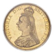 GREAT BRITAIN. Victoria, 1837-1901. 5 Pounds, 1887, London, 39.94 g. S-3864; KM-769. Crowned and