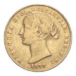 BRITISH COMMONWEALTH: AUSTRALIA. Victoria, 1837-1901. Sovereign, 1870 SY, Sydney, 7.99 g. KM-4; Fr-