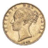 GREAT BRITAIN. Victoria, 1837-1901. Sovereign, 1842, London, Open 2. 7.98 g. Marsh-25A; S-3852.