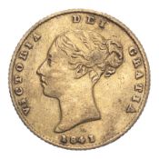 GREAT BRITAIN. Victoria, 1837-1901. Half-Sovereign, 1841, London, 3.99 g. Fr-389b; KM-735.1; Marsh-