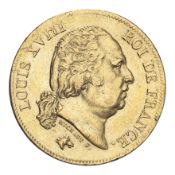 FRANCE. Louis XVIII, 1814-15, 1815-24. 40 Francs, 1818 W, Lille, 12.90 g. Fr-536; Gad-1092; F-542;