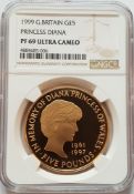 GREAT BRITAIN. Elizabeth II, 1952-. 5 Pounds, 1999, The Royal Mint, Proof Diana. 39.94 g. S-L6; KM-