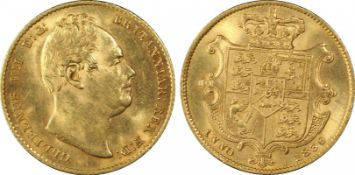 GREAT BRITAIN. William IV, 1830-42. Sovereign, 1836, London, 7.99 g. Fr-383; KM-717; Marsh-20; S-
