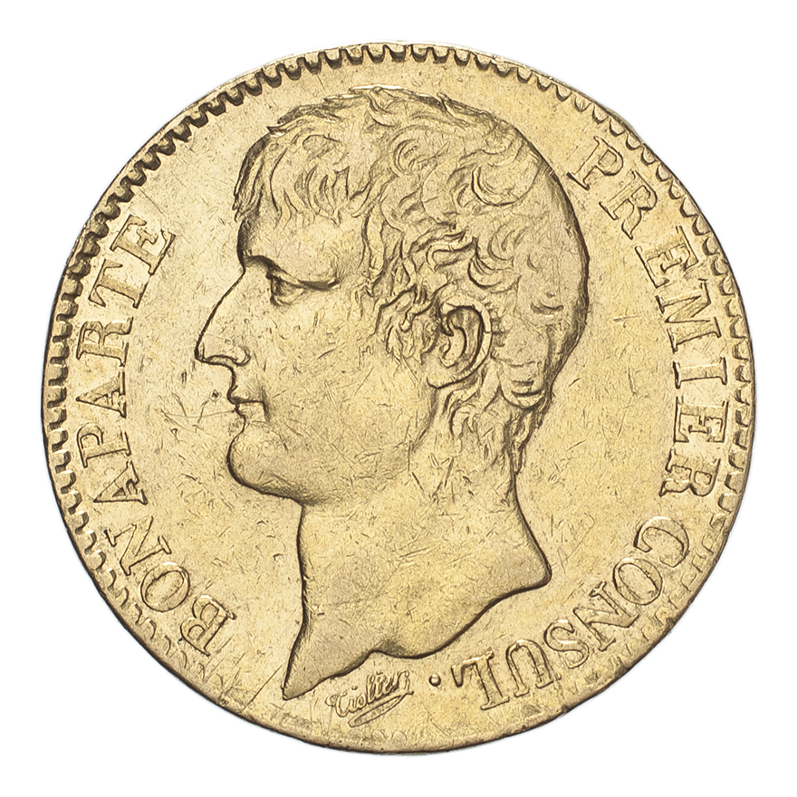 FRANCE. Napoleon I, 1804-14, 1815. 40 Francs, An 12 (1803) A, Paris, 12.90 g. Fr-480; Gad-1080; F-