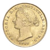 BRITISH COMMONWEALTH: AUSTRALIA. Victoria, 1837-1901. Sovereign, 1866 SY, Sydney, 7.99 g. KM-4; Fr-