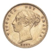 GREAT BRITAIN. Victoria, 1837-1901. Half-Sovereign, 1871, London, Die number 53 - Repositioned