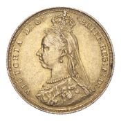 GREAT BRITAIN. Victoria, 1837-1901. Sovereign, 1887, London, Small spread JEB. 7.99 g. S-3866D; DISH