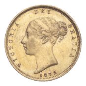GREAT BRITAIN. Victoria, 1837-1901. Half-Sovereign, 1872, London, Die number 179. 3.99 g. Fr-389f;