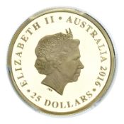 BRITISH COMMONWEALTH: AUSTRALIA. Elizabeth II, 1952-. 25 Dollars, 2016, 7.78 g. In secure plastic