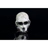 SILVER ENAMEL MONKEY SKULL RING,total weight 50.2gms , ring size S.