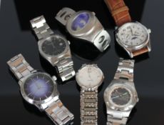 GROUP OF SIX WRISTWATCHES INC. SEIKO SEKONDA KENNETH COLE, all watches are currently running.