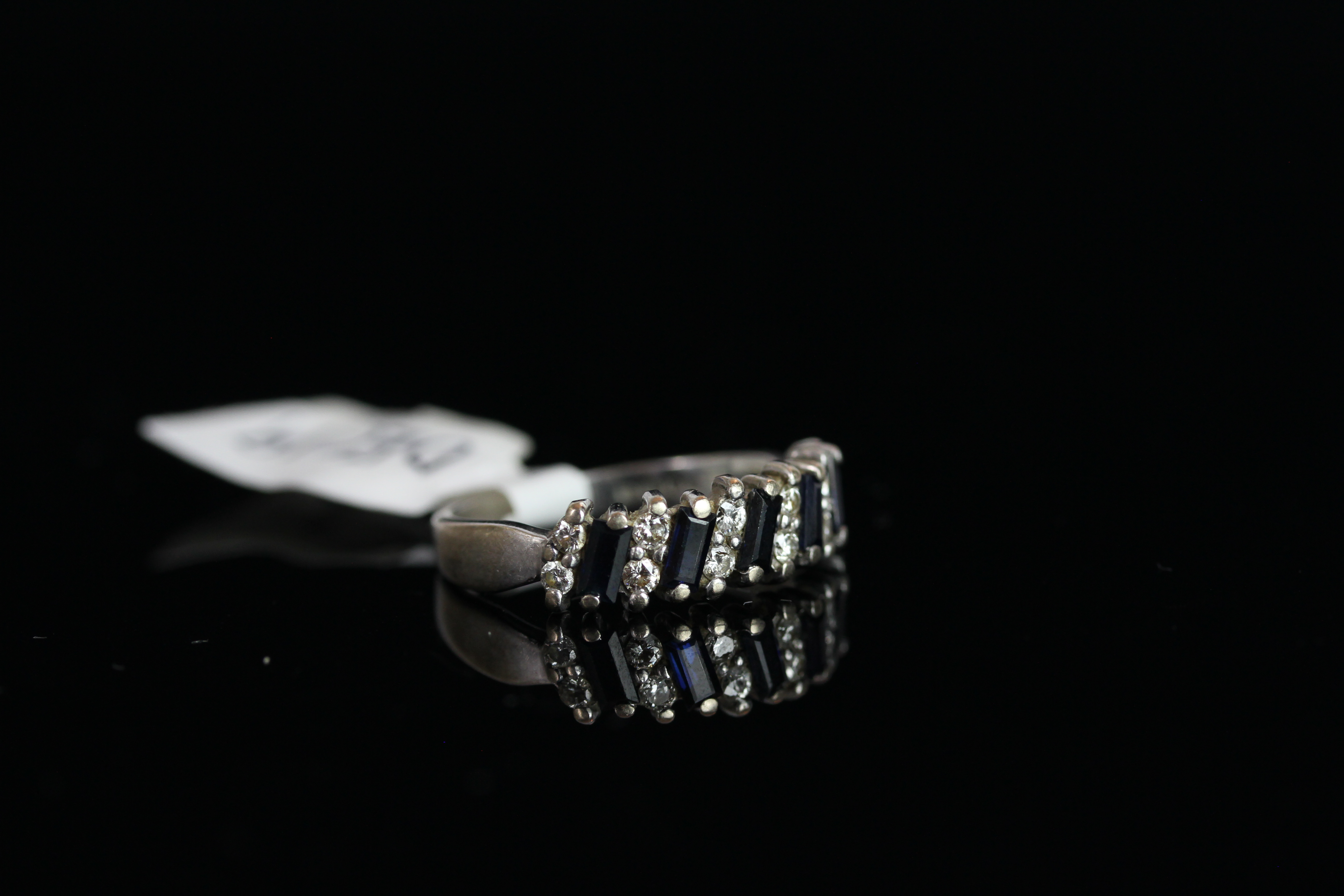 18CT WHITE GOLD SAPPHIRE AND DIAMOND HALF ETERNITY RING,hallmarked, total weight 3.94 gms.ring - Image 2 of 3