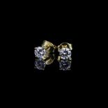 Pair of diamond stud earrings, brilliant cut diamonds, estimated weights 0.38/0.39ct (0.77ct total),