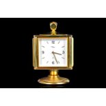 IMHOF Swiss desk clock, four sides with Time, Hygrometer, Barometer and Thermometer, gilt case